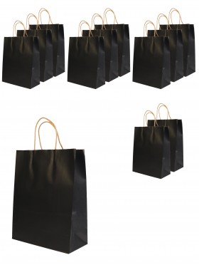 Solid Color Kraft Paper Gift Bags(12Pcs) 8.3"X6.3"X3.2"
